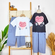 PUTIH Girls Suits Ages 6-13 Years (White)/Cute Picture Sets/girls gently set with heart outer/One set T-Shirt plus Pants