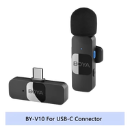 BOYA ชุดไมโครโฟนสายคล้องคอไร้สายขนาดเล็ก BY-V BY-V1/V2สำหรับไอโฟนไอแพดแอนดรอยด์หม้อหล่อเย็นรอบทิศทาง