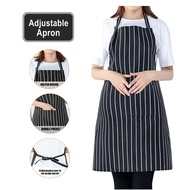 Unisex Striped Kitchen Apron Bib With Pocket Cotton Cooking Hotel Chef Adjustable Apron Epron Memasa