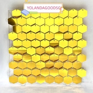 YOLANDAGOODSGJ Sequin Panel Wall Decor, PET Glitter Sequin Backdrop,  Hexagon Silver Gold Photo Back