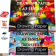 A3 DRAWING PAPER 135GSM / A3 DRAWING PAPER 165GSM [20 SHEETS] (READY STOCK / 100% ORIGINAL)