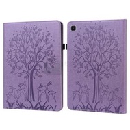 全城热卖 - 包送貨 -適用於三星Galaxy 壓鹿樹壓花圖案平板皮套 紫色 Tab A7 Lite T220