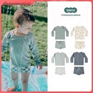 Rash Guard Boy Set Nautical kids Swimsuit Long Sleeve Top and Swim Trunks UPF50+