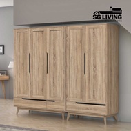 (High Quality✨) 2 Doors 3 Doors Wooden Wardrobe Cupboard with Drawer Closet Clothes Storage Cabinet