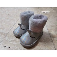 H&M Kids Unicorn Winter Boots US 7.5 | Gray Faux Fur | Preloved