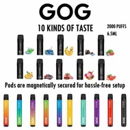New Arrival GOG Re-plug Replacement Pod Flavor 2000 puffs (6.5ml) and multi colour choice of GOG device kit (650mah) - Similar Ballistic AKSO_X /Artery abar /Elf bar /pakai buang pod