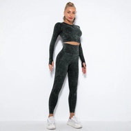 Hot Seamless Women Yoga Set Cropped Top Gym Set Fintess Clothing Push Up Leggings Sport Wear Women T