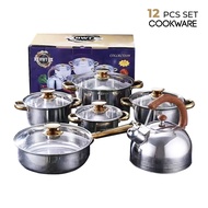 Clearance Sale 12 Piece Stainless Steel Induction Cookware Set lucky red rich gold private benefits 