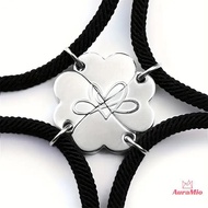 [AuraMio] Four-leaf Clover Magnetic Best Friendship Bracelets For 4pcs Women Men Magnet Heart Best F