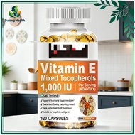 Vitamin E 1000IU 120 Capsules D-Alpha Tocopherol Antioxidant for Skin Immunity and Heart Health