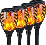 Upgraded Solar Lights Outdoor 4 Pack Solar Torch Lights with Flickering Flame Super Larger Size for 