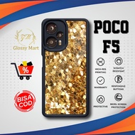 Latest P0C0 F5 Case - P0C0 F5 - Golden Motif - Premium Glossy Softcase Hardcase Material - P0C0 Glos