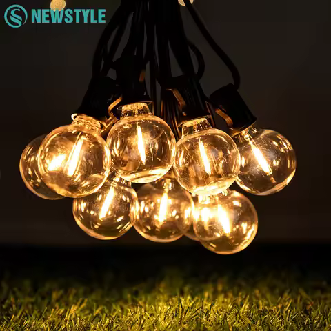 LED Indoor G40 String Light 220V EU Plug Shatterproof Light Bulb 7.6M-30M Length E12 Base LED G40 St