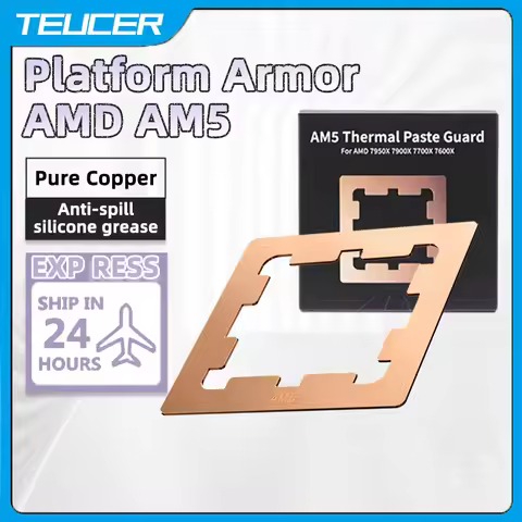 TEUCER AM5 CPU Contact Frame Pure Copper Full Surround Frame Better Cooling CPU Heatsink Armor for A