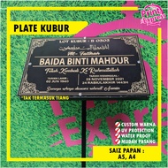 PLATE KUBUR | Tahan hujan panas & tahan lasak (TIADA STAND)