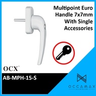 OCX 15 Single Multipoint Euro Handle 7x7mm With Key AB-MPH-15-S