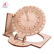 [COD] Equatorial Sundial Clock DIY Wooden Building Functional Teaching Aid Educational