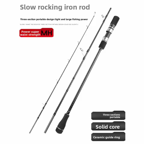 Heavy Duty 3-Piece Travel Jigging Rod 1.83-1.91m 6000g Max Load Carbon Rod Ceramic Guides MH Slow Ji