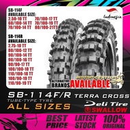 TAYAR MOTORSIKAL DELI/SWALLOW SB114 TYRE 60,70,80,90,100,110-12,14,16,17,18,19,21 (MOTO CROSS PATTER