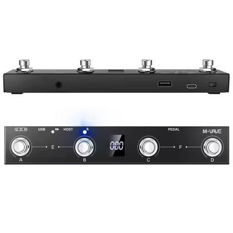 M-VAVE Chocolate Plus Wireless 4 Buttons Foot Switch Supports MIDI Host Interface Control Function M