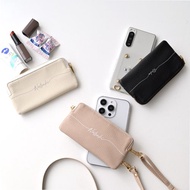 多機型適用 旋轉式 透明手機殼【附大型拉鍊收納袋 可刻字】手機掛繩 證件夾 零錢包 化妝包 BE13U