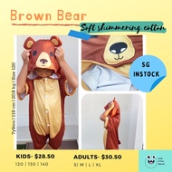 [READY INSTOCKS] Brown Bear Safari Jungle Animals Onesies Costumes Pyjamas PJs for party for childre