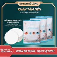 COMBO 7/10 Disposable Cotton Compressed Travel Towels 70x140cm, Genuine 62g Type WHITE BAG