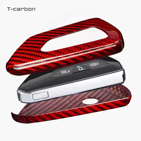 T-carbon Car Key Case Cover Fit VW Volkswagen Golf 8 MK8 Cupra Carbon Fiber For Skoda Octavia A8 SEA