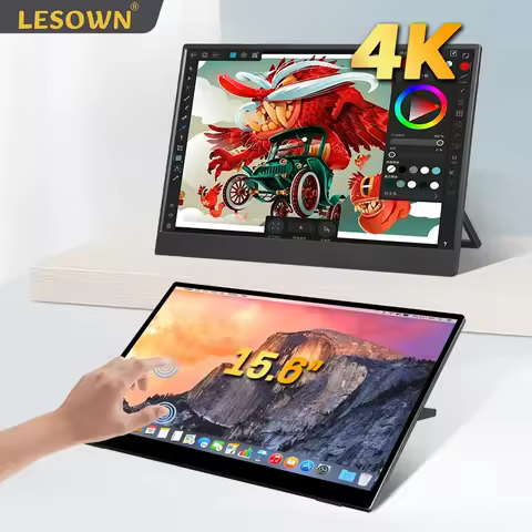 LESOWN UHD 3840x2160 USB C HDMI 4K Touchscreen LCD Monitor 15.6 inch Portable External IPS Secondary