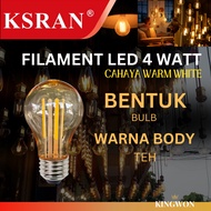 CAHAYA EDISON FILAMENT LAMP 4 WATT A60 BULB WHITE YELLOW LIGHT BULB E27 KSRAN CAFE OUTDOOR INDOOR LI