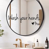 English Hand Washing Reminder Mirror Wall Sticker Toilet Bathroom Glass Mirror Beautification Decoration Self-Adhesive S