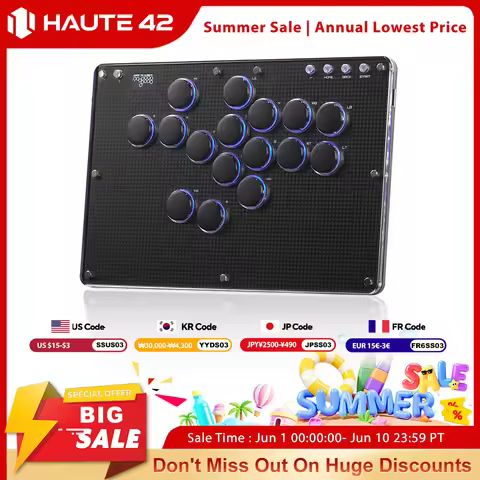 Haute42 T16-Texture Stickless Arcade Stick Controller Hitbox Leverless Controller For PC/PS4/PS5/Swi