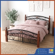 HI SEASON Queen Bed Frame Metal + Wood/Perabot Bilik Tidur / Heavy Duty / Sturdy Durable / Double Si