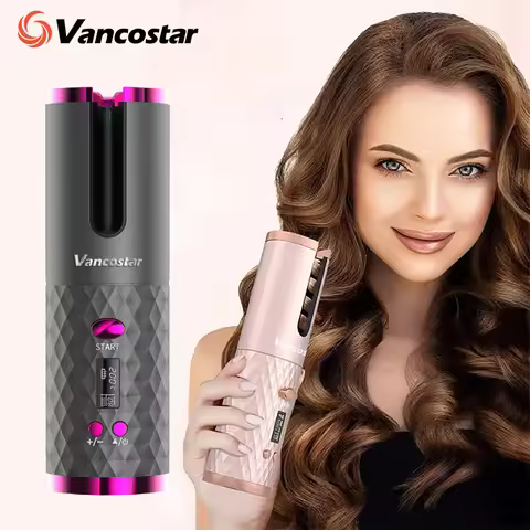 Wireless Electric Hair Curler Portable Travel Home Use 6 Timing 6 Temp. LED Cordless Automatic Hair 