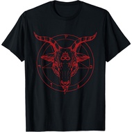 Men's cotton T-shirt Pentagram Goat Head Baphomet Satanic Witchcraft Design T-Shirt 4XL , 5XL , 6XL