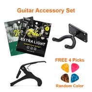 ZIKO Guitar Acoustic / Electric String + Wall Hanger Holder Capo Pick | Tali Gitar Akustik Elektrik
