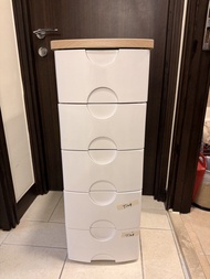 [for quick sale]白色膠五桶櫃 White 5-Drawer Storage Cabinet with Wooden Top