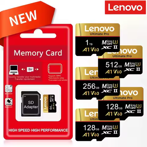 Lenovo SD Memory Card 2TB 1TB 512GB 128GB 256GB Micro SD Card V60 U3 Flash Cards TF Card Memory Micr