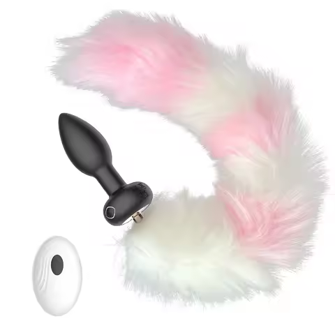 HESEKS Fox Tail Fur Anal Plug for Women Butt Vibrators Anus Expander Remote Control Anal Toys Flirt 