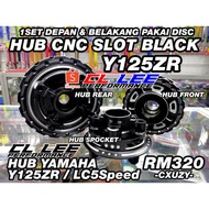 Y125ZR &amp; LC5S 1SET HUB CNC SLOT BLACK 1SET=3 ITEM HUB FRONT  HUB REAR  HUB SPROCKET Y125Z LC135 5S SIAM THAI KING DRAG