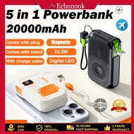 5 in 1 Magnetic 3C Powerbank 20000mAh Wireless Powerbank Fast Charging Powerbank Camping