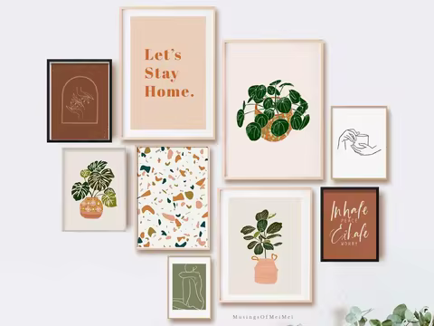 Boho Botanical Print, Fiddle Leaf Fig Printable Wall Art, Boho Prints, Nursery wall decor, House Pla