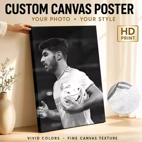 Marco Asensio Soccer Tribute Framed Canvas Poster Modern Style Wall Art With Personalized Photo For 