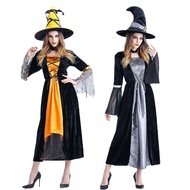 Cosplay Witch Vampire Costume - Gray & Orange Adult Halloween Outfit