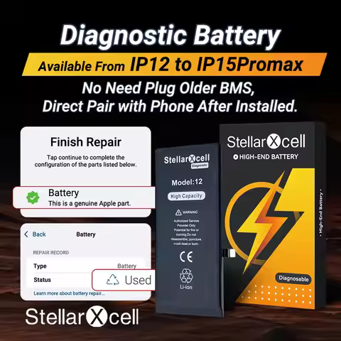 StellarXcell Diagnostic Battery show genuine part no pop up message for iphone 12 13 Pro max 14 Plus