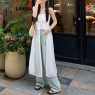 เสื้อกล้ามผู้หญิงมีกระดุมด้านหน้า - สีขาว Lovito LNE21215