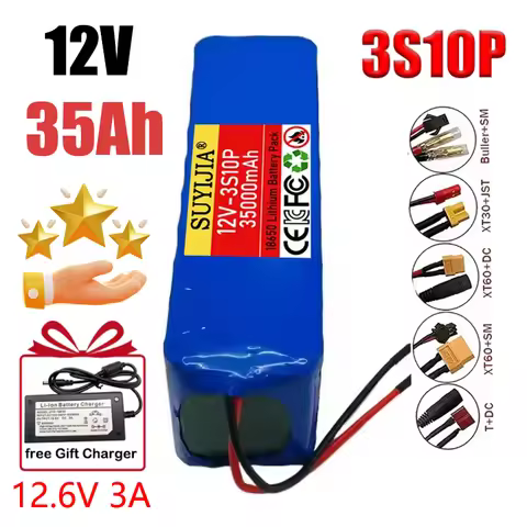 100% Original 3S10P 12V 35Ah Battery Pack 18650 Lithium Ion DC12.6V Super Large Capacity Rechargeabl
