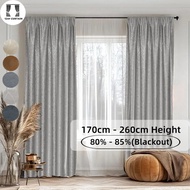 Langsir 90%Blackout|3 Warna|Saiz 170CM-260CM|Linen Jacquard|Untuk Sliding Door & Tingkap|Ready-Made|
