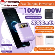 SG Stock Joing 20000mAh Mini Power Bank with 4 Cables PD 22.5W Super Fast Charging Portable Charger LED Display Mobile PowerBank for iPhone 15 14 13 Pro Max Type-C Android