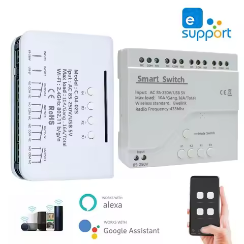 eWelink Wifi Smart Switch 1/2/4CH 7-32V 85-250V Home Automation Module Remote Control Inching/Self-L